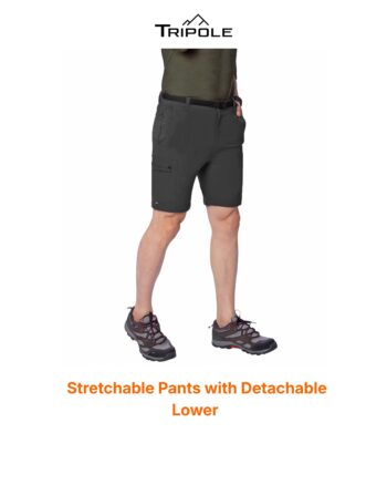 Tripole Convertible Trekking Pants with Detachable Lower | Stretchable Hiking Pants (Charcoal)